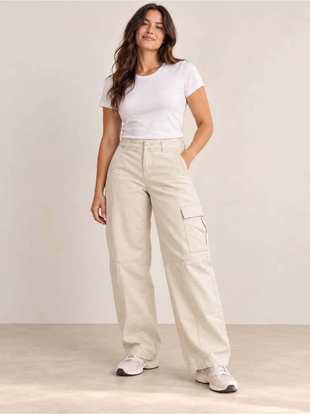 Woolrich x Target Cream Barrel-Leg Cargo Pants Size 12